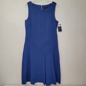 TAHARI‎ Sleeveless Dress Zipper Back Blue NWT